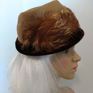1950s Tan Silk Vienna Velour Fur Felted Fedora